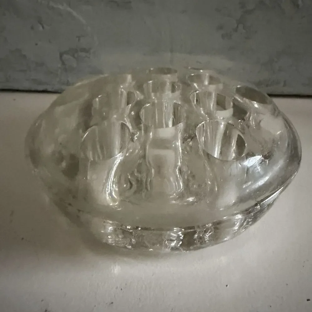 Clear Glass Flower Frog 13 Hole Vintage Bouquet Display Floral Arrangements 5”